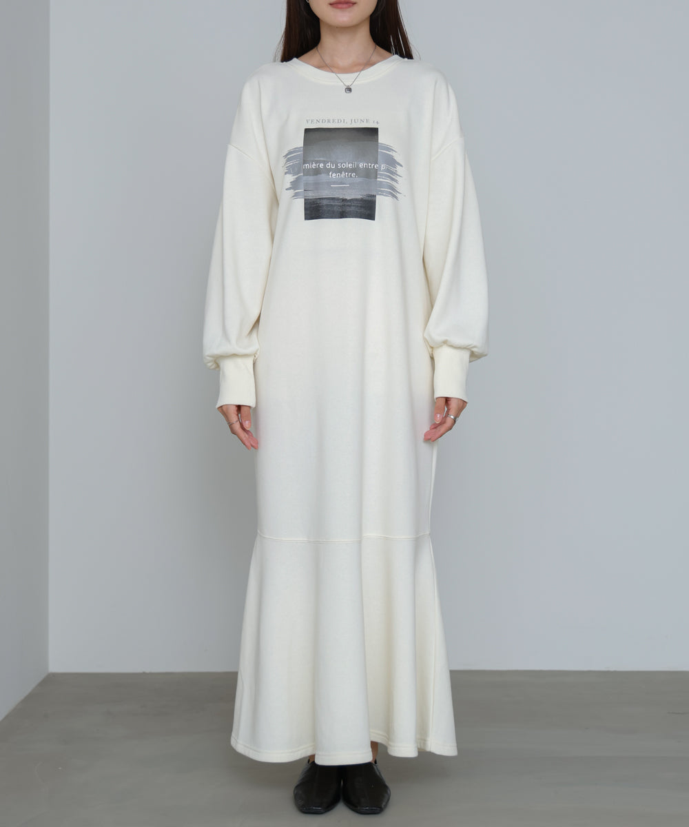 前後２ＷＡＹホックプリントマーメイドスウェットワンピース