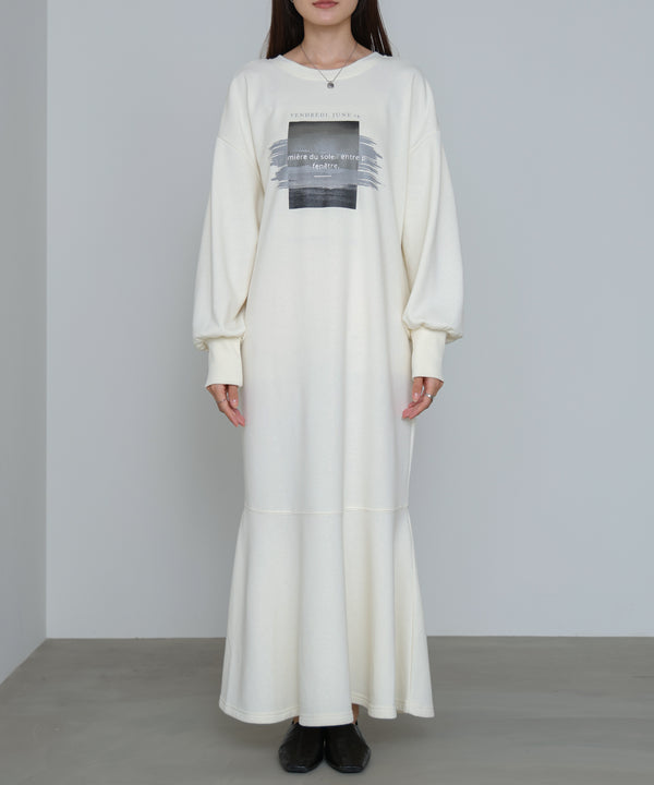 前後２ＷＡＹホックプリントマーメイドスウェットワンピース