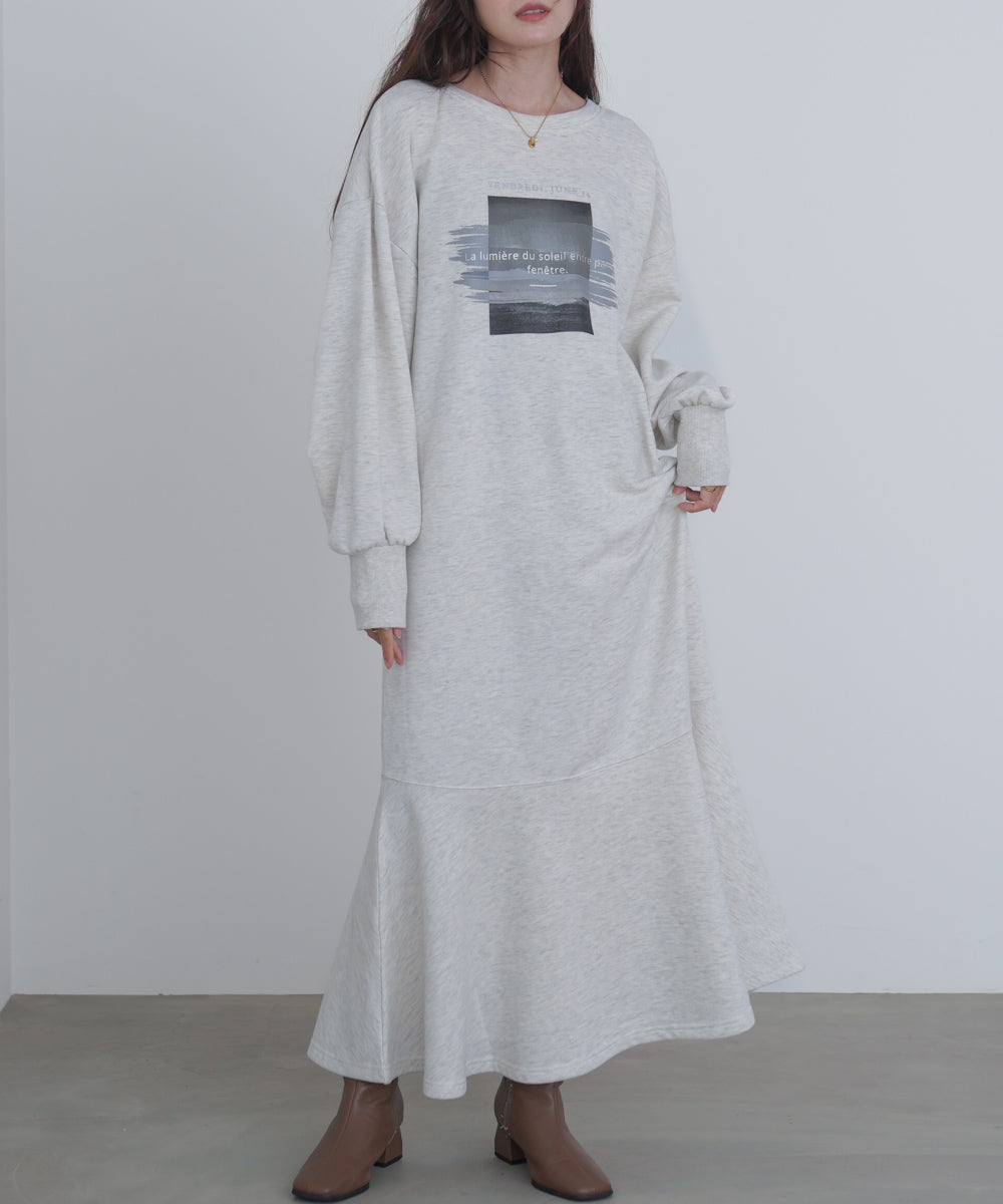 前後２ＷＡＹホックプリントマーメイドスウェットワンピース