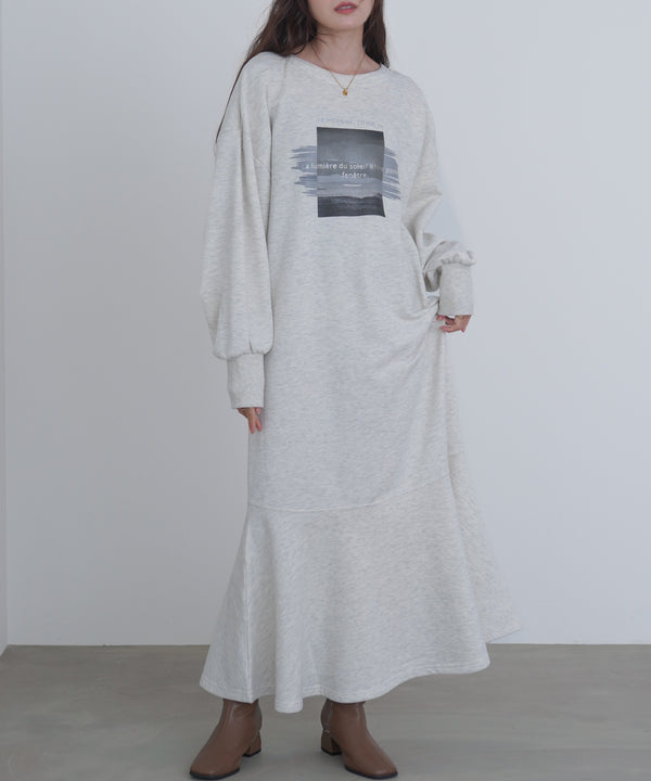 前後２ＷＡＹホックプリントマーメイドスウェットワンピース