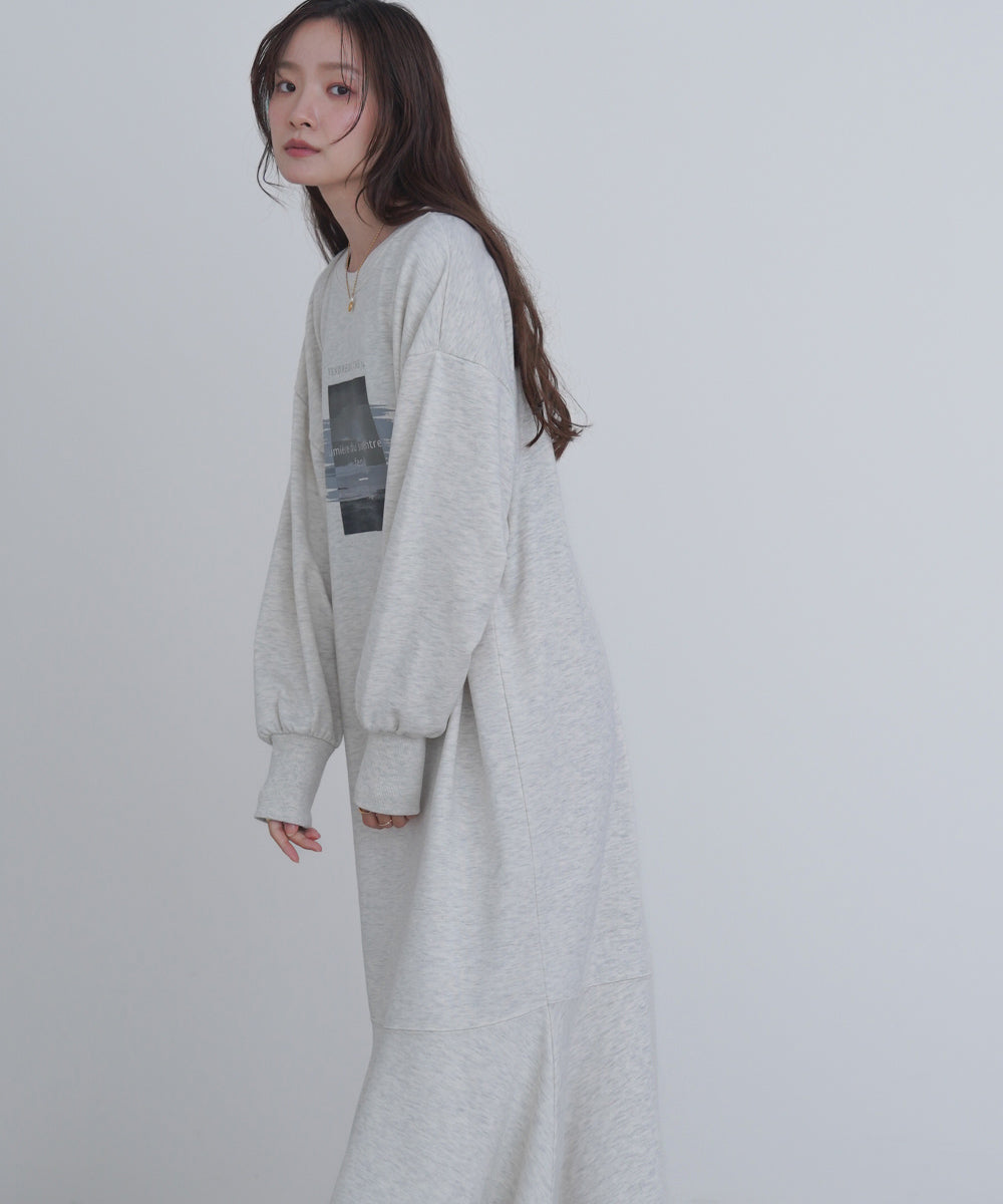 前後２ＷＡＹホックプリントマーメイドスウェットワンピース