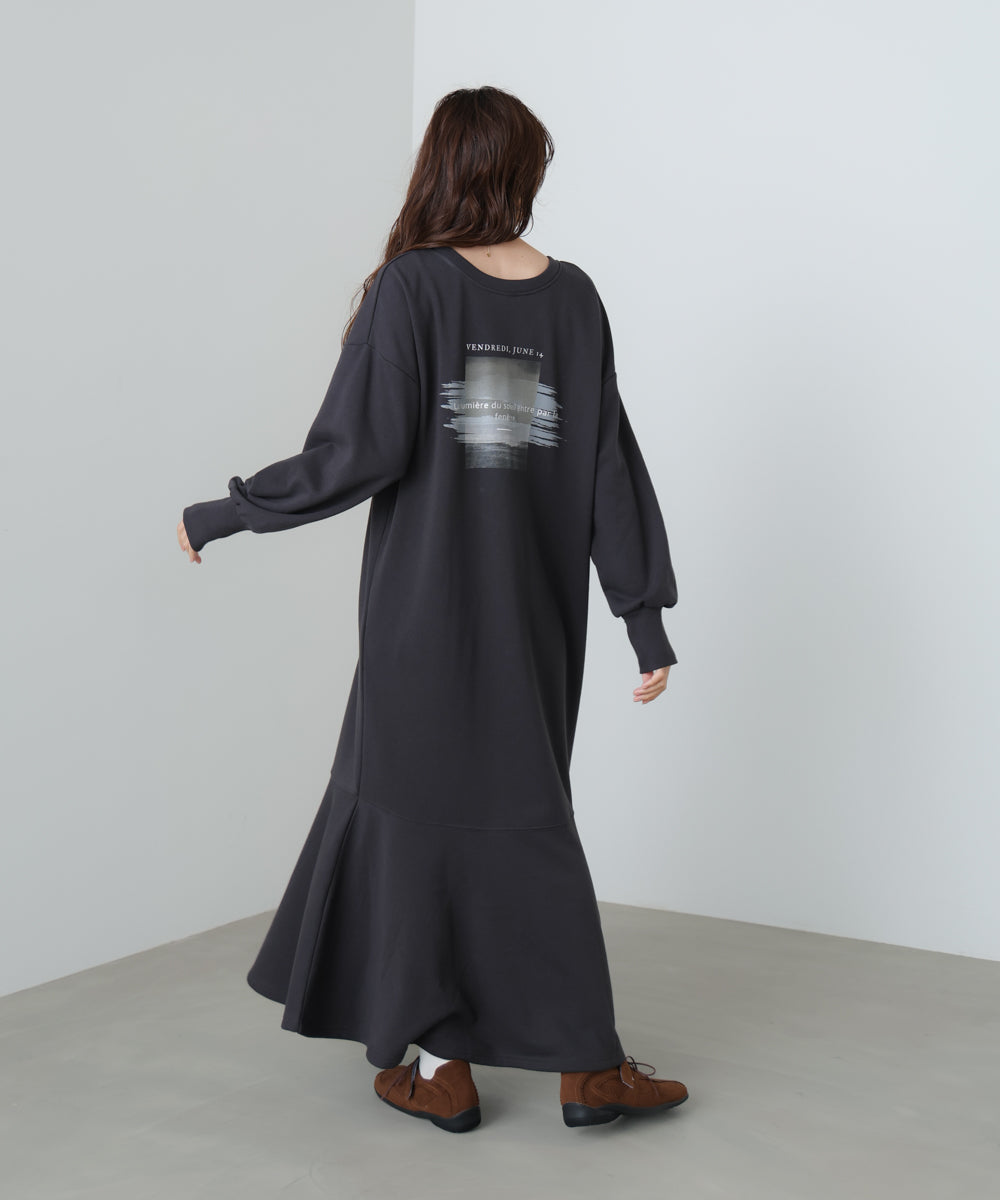 前後２ＷＡＹホックプリントマーメイドスウェットワンピース