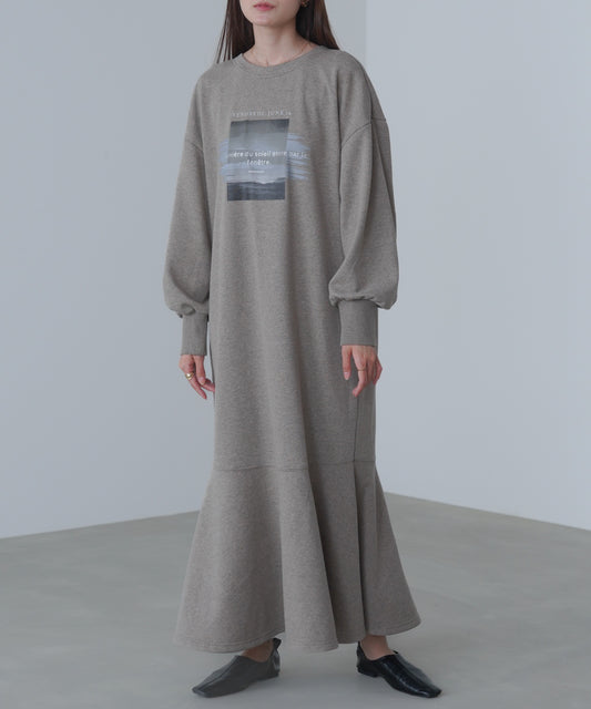 前後2WAYホックプリントマーメイドスウェットワンピース