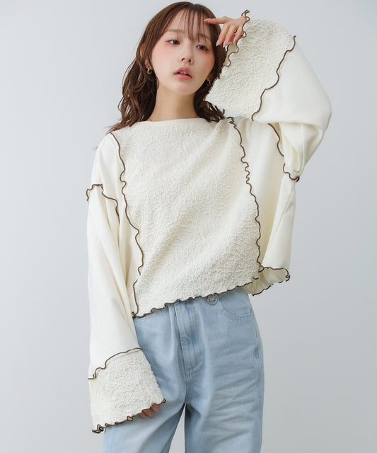 【2026SS】異素材切り替え配色メロートップス