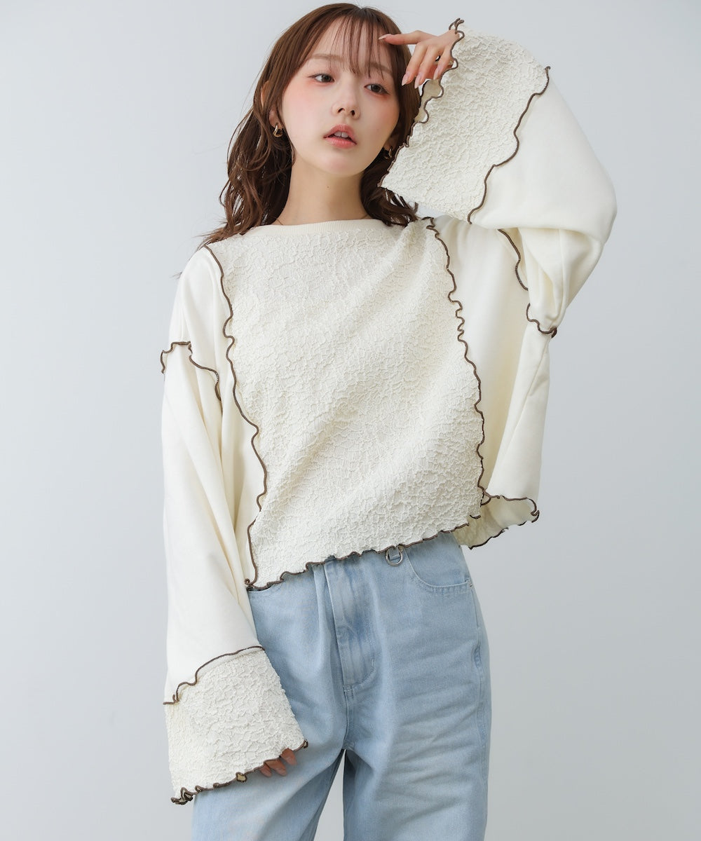 【2026SS】異素材切り替え配色メロートップス