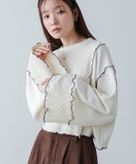 異素材切り替え配色メロートップス