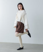 異素材切り替え配色メロートップス