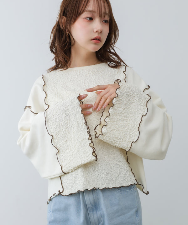 【2026SS】異素材切り替え配色メロートップス