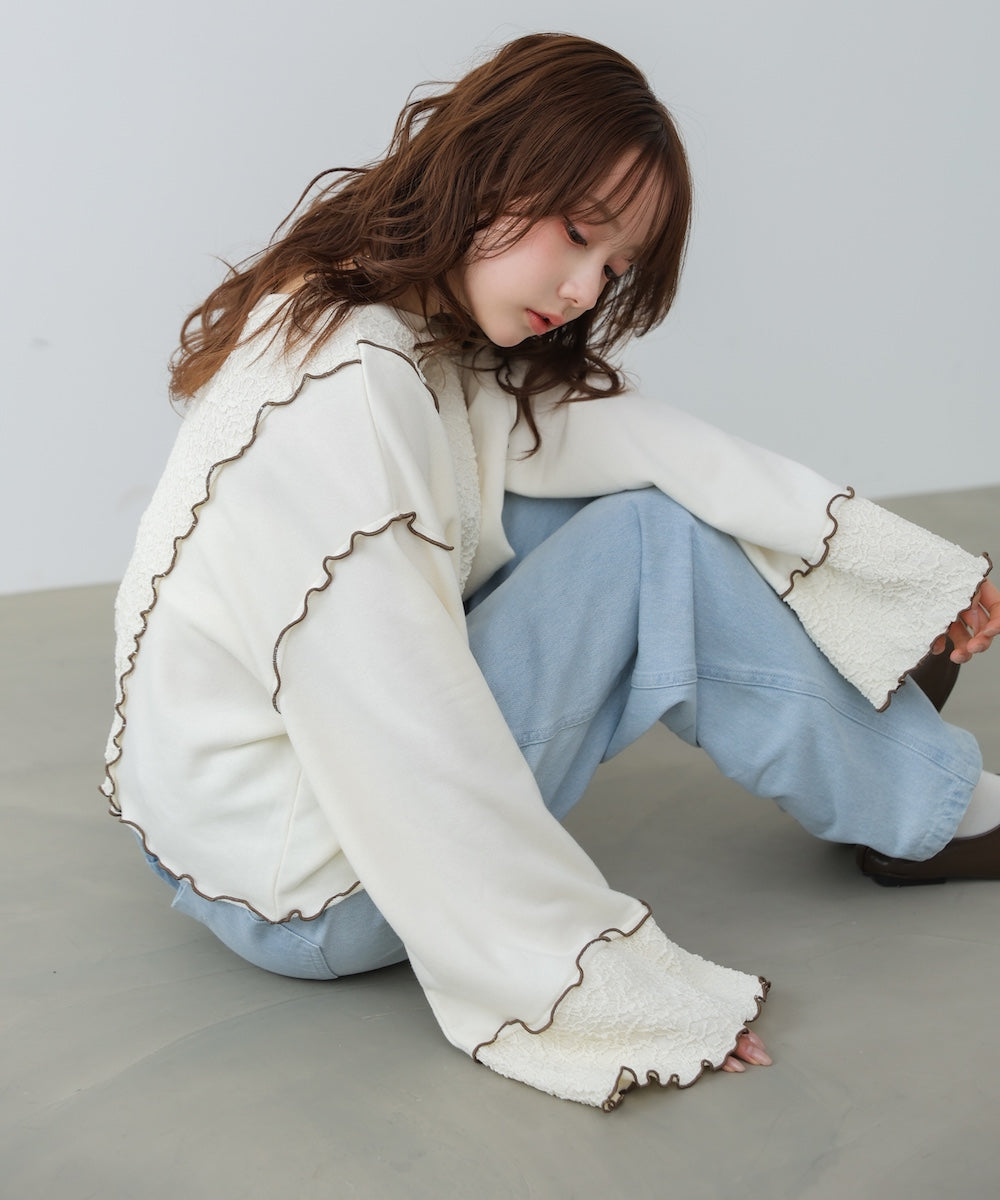 【2026SS】異素材切り替え配色メロートップス