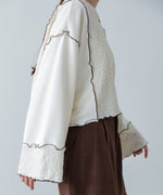 異素材切り替え配色メロートップス