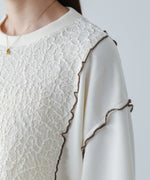 異素材切り替え配色メロートップス