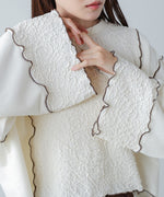 異素材切り替え配色メロートップス