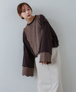 異素材切り替え配色メロートップス