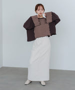 異素材切り替え配色メロートップス