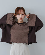 異素材切り替え配色メロートップス