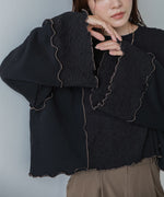 異素材切り替え配色メロートップス