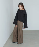 異素材切り替え配色メロートップス