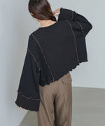 異素材切り替え配色メロートップス