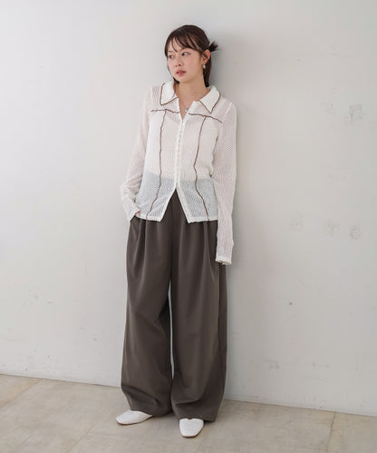 ウェーブメロウホックシャツトップス