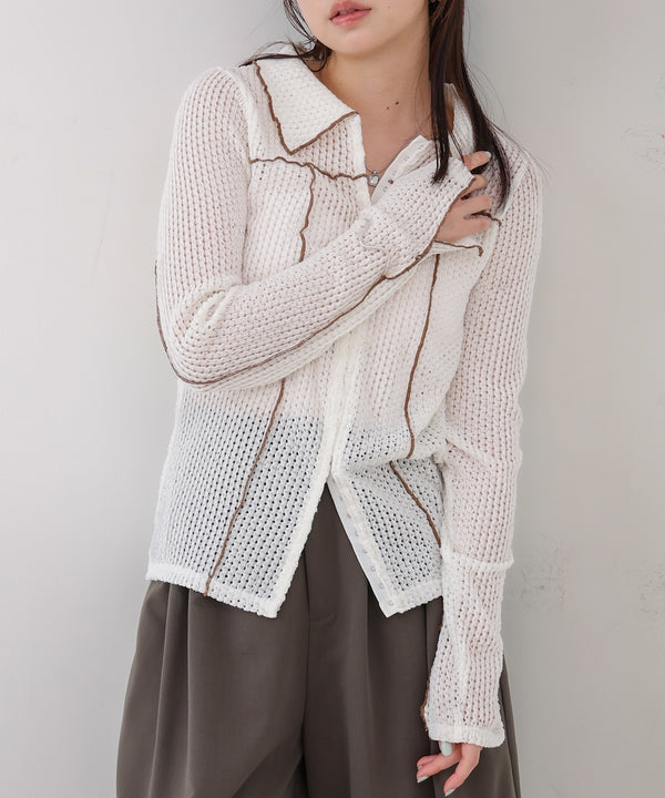 ウェーブメロウホックシャツトップス