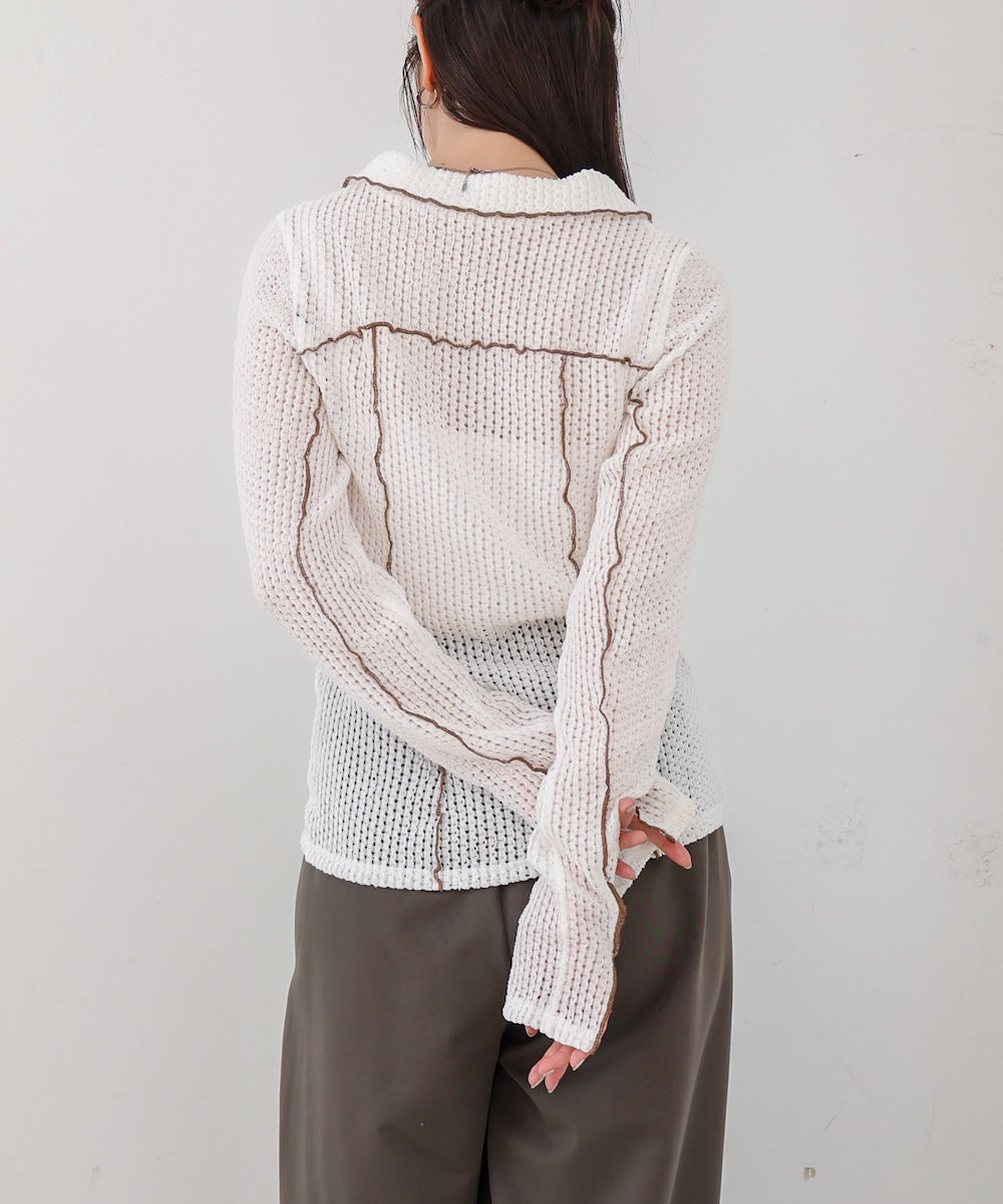 ウェーブメロウホックシャツトップス