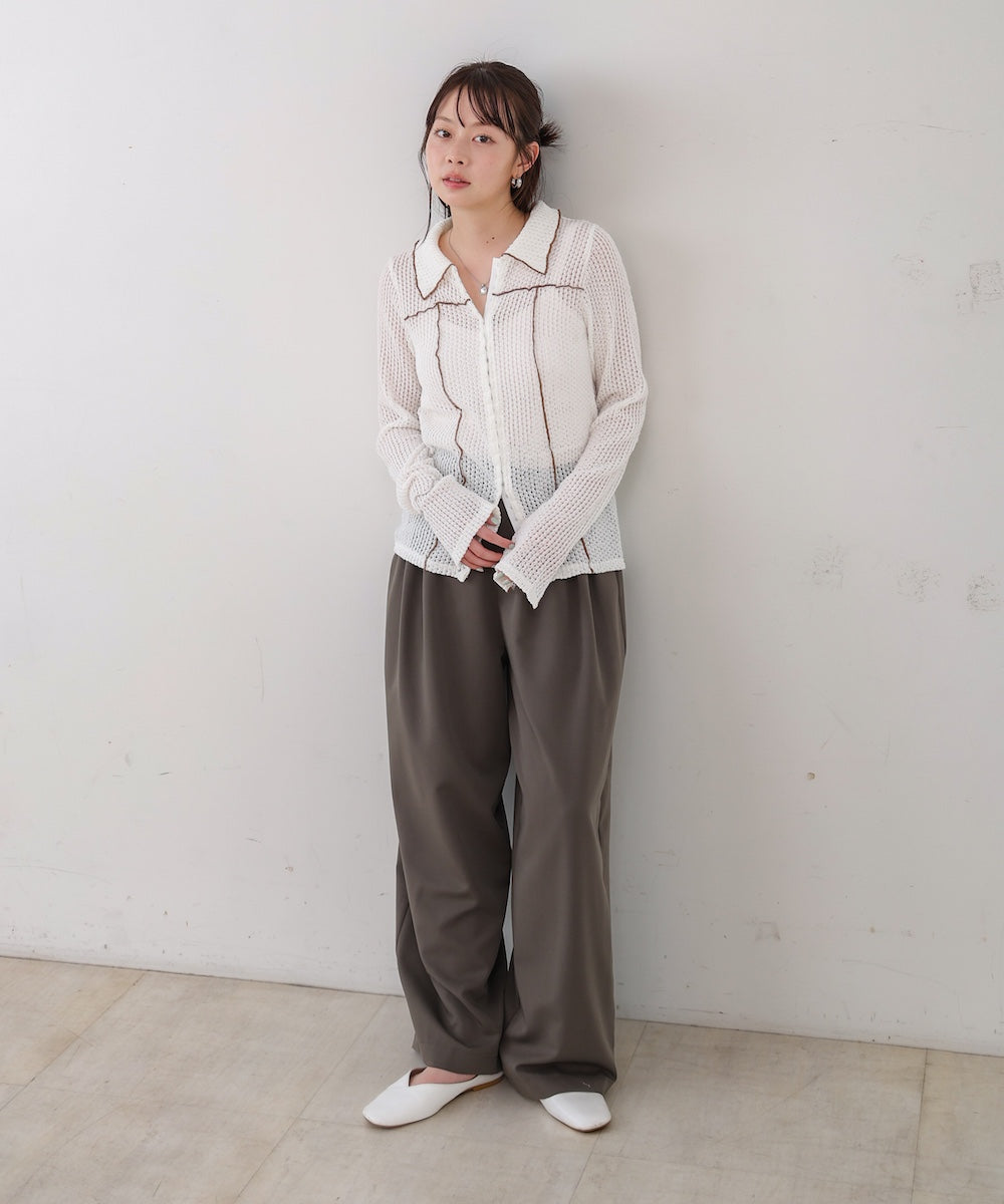 ウェーブメロウホックシャツトップス