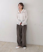 ウェーブメロウホックシャツトップス