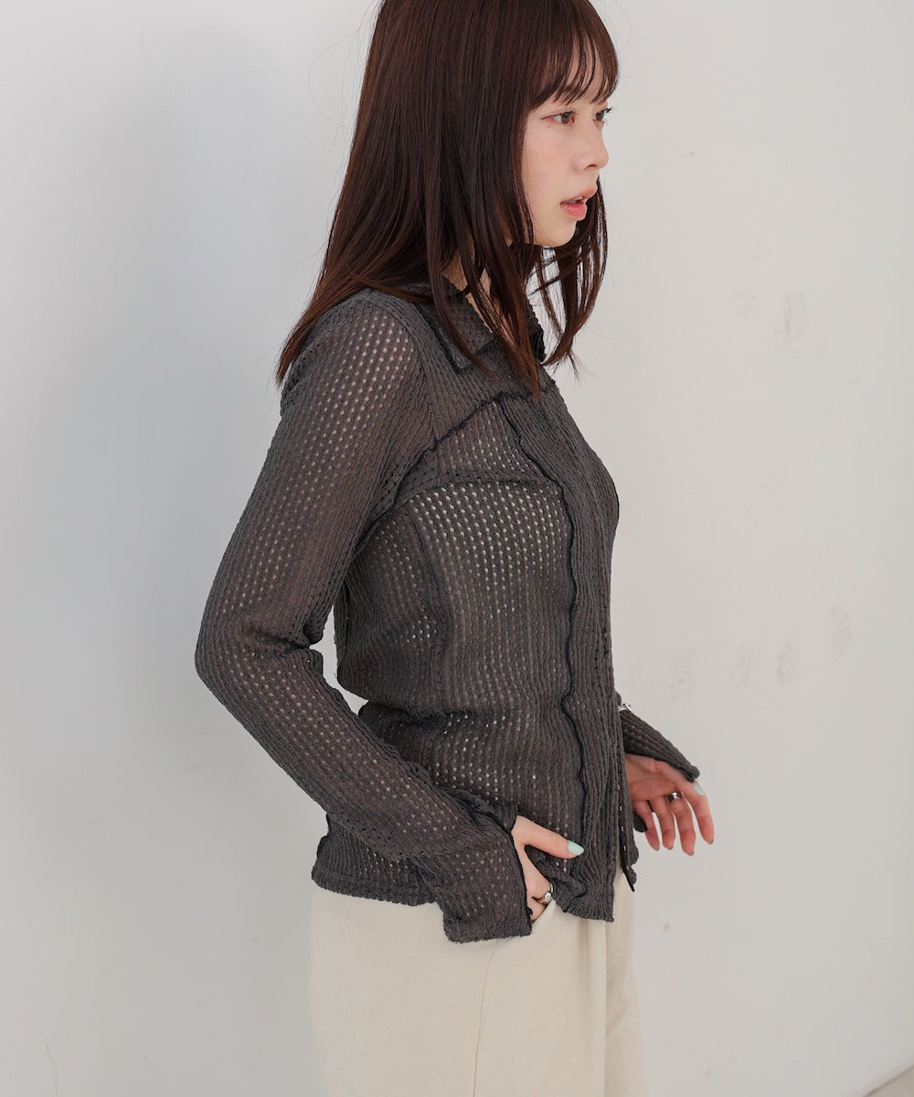ウェーブメロウホックシャツトップス