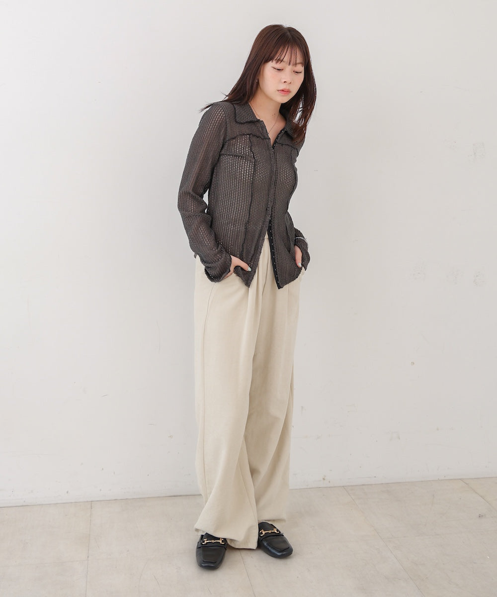 ウェーブメロウホックシャツトップス