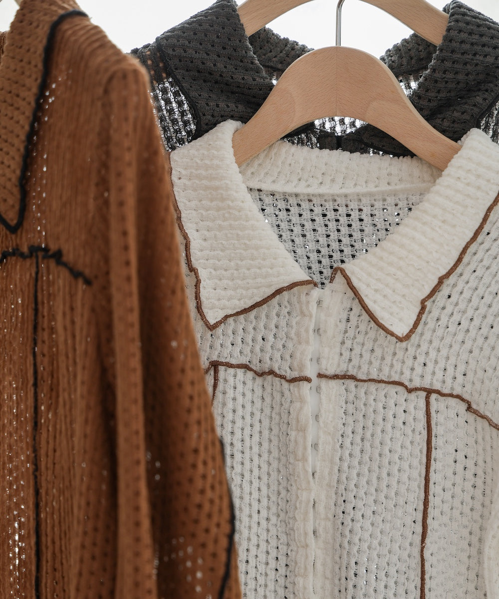 ウェーブメロウホックシャツトップス