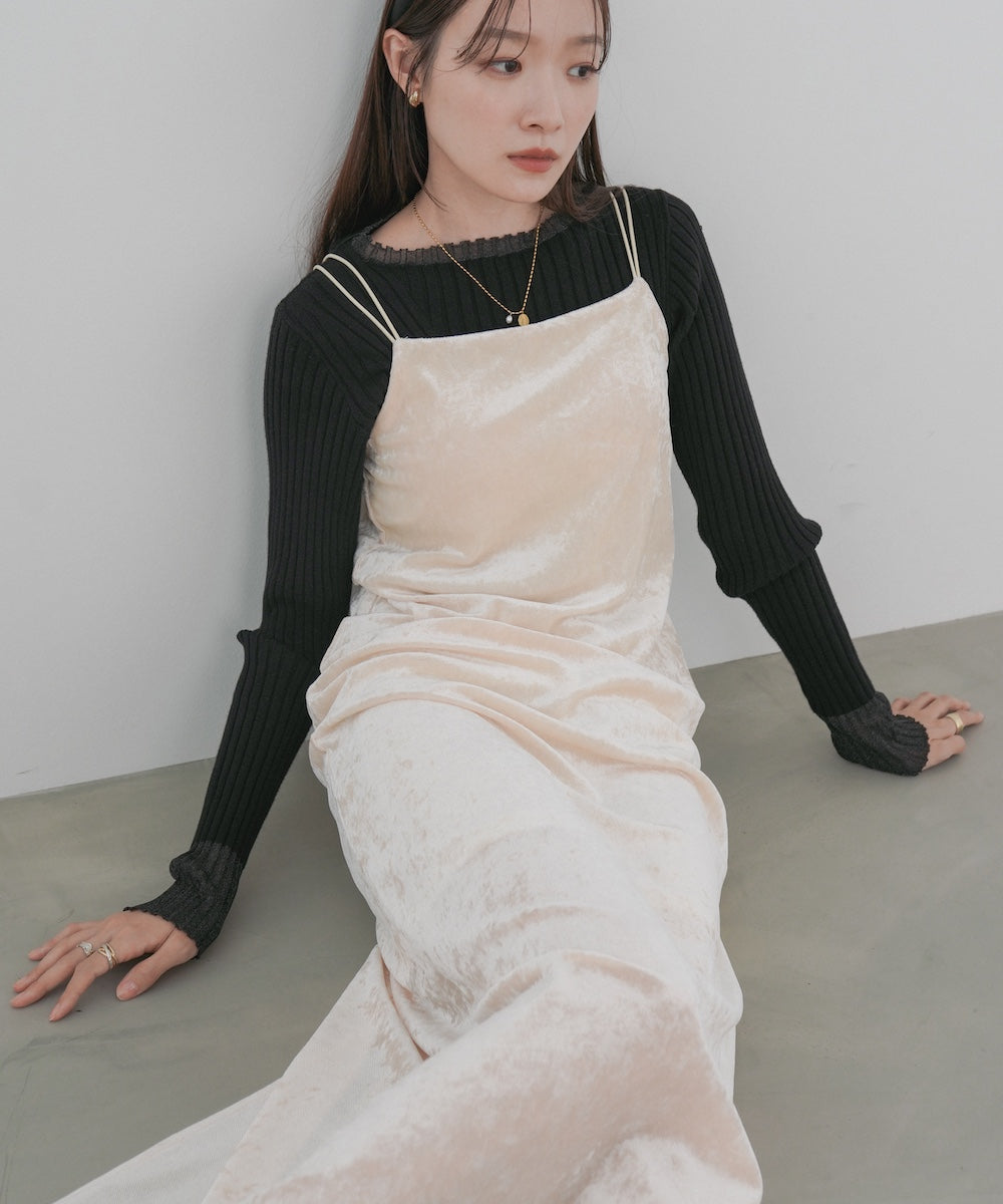 【S・Mサイズ展開】シアーベロアカップ付きキャミワンピース