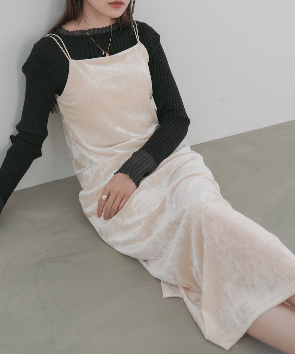 【S・Mサイズ展開】シアーベロアカップ付きキャミワンピース