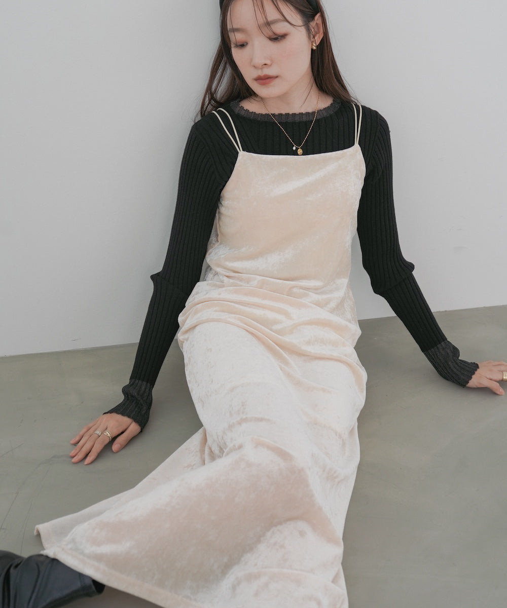 【S・Mサイズ展開】シアーベロアカップ付きキャミワンピース