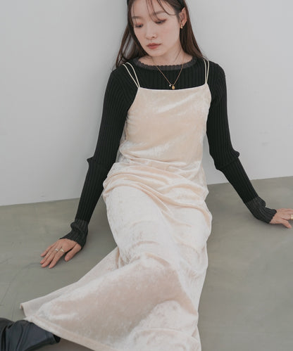 【S・Mサイズ展開】シアーベロアカップ付きキャミワンピース