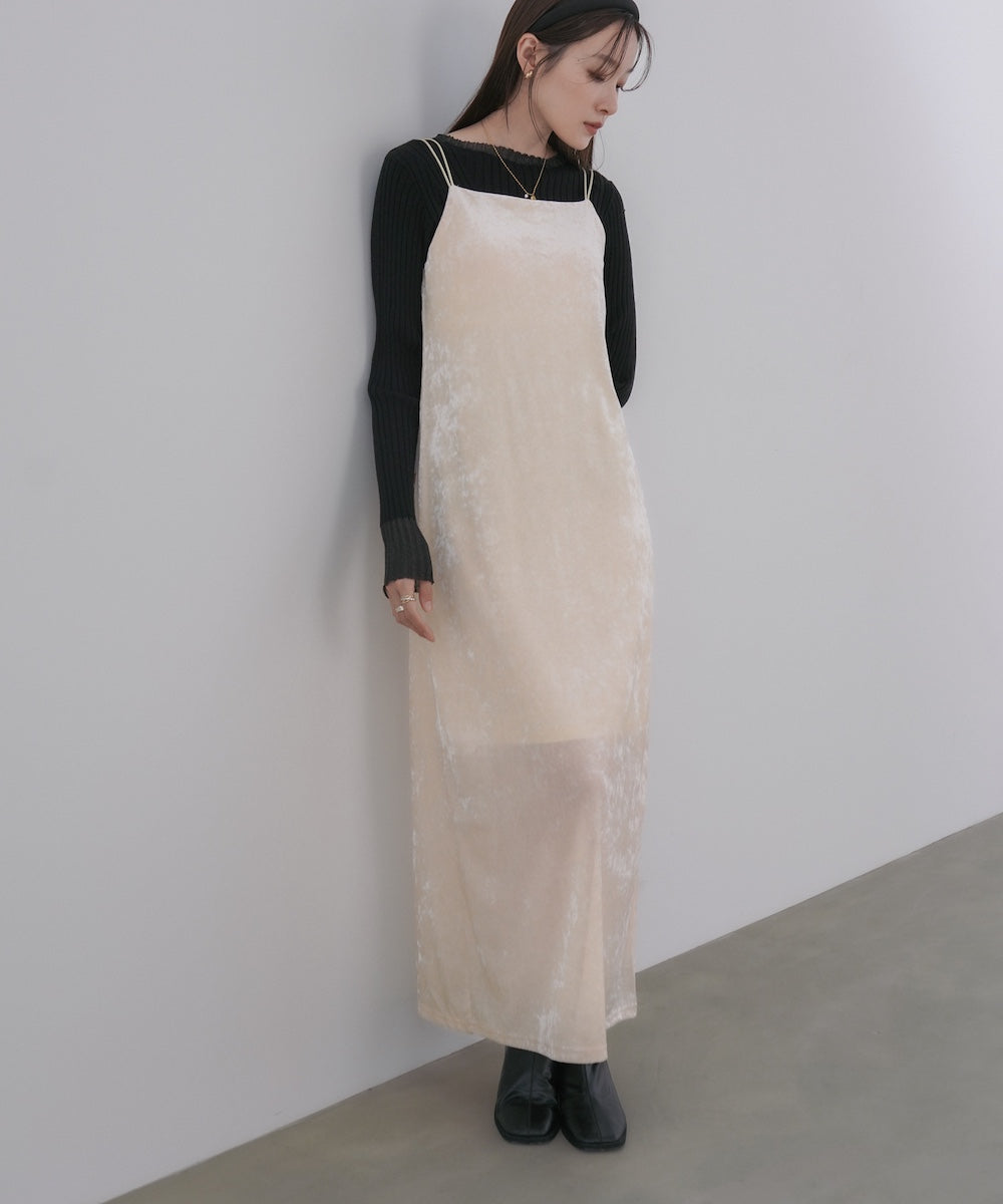 【S・Mサイズ展開】シアーベロアカップ付きキャミワンピース