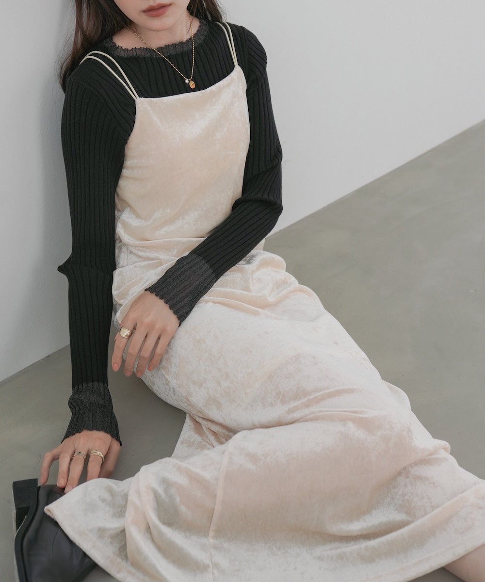 【S・Mサイズ展開】シアーベロアカップ付きキャミワンピース