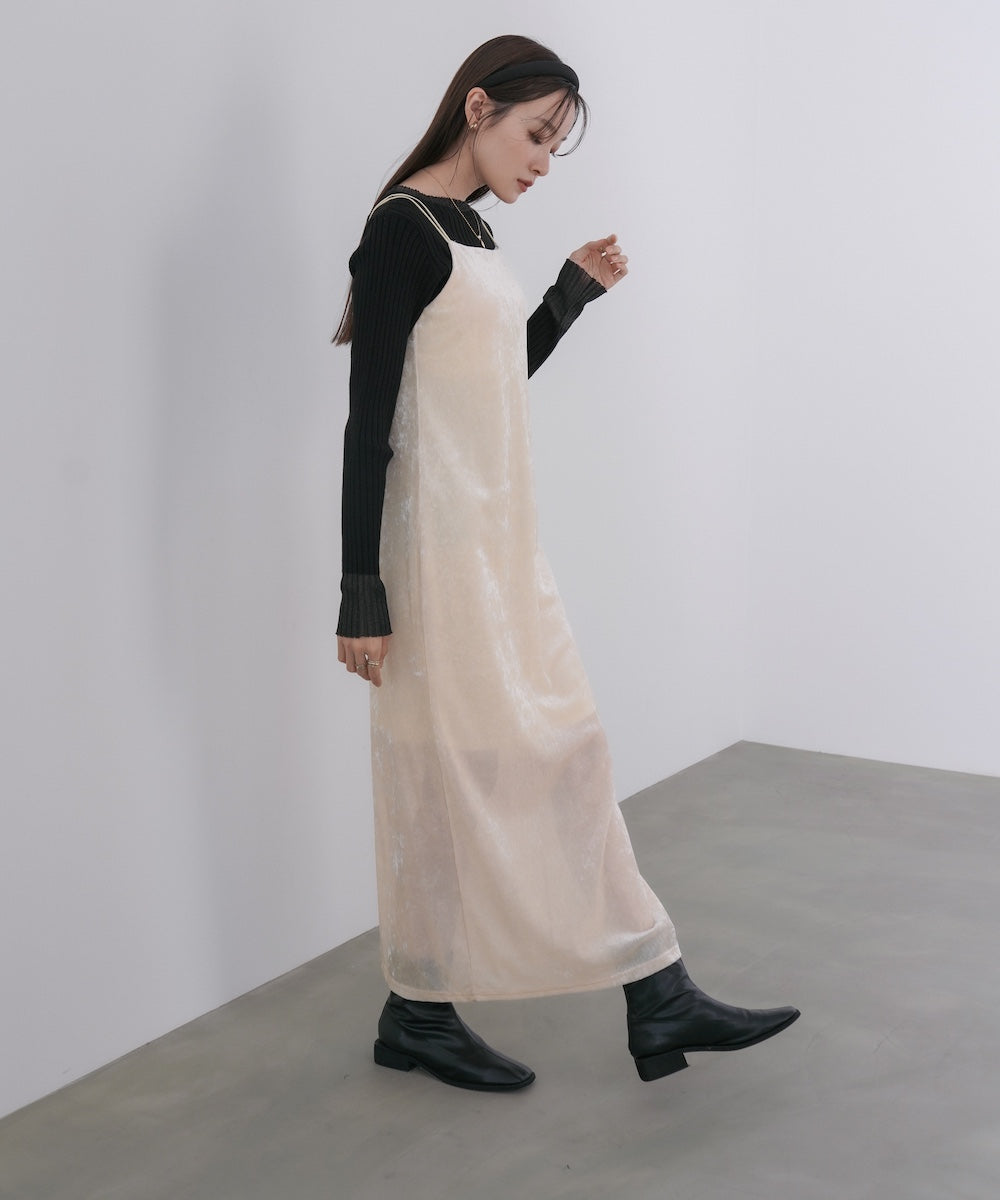 S・Mサイズ展開】シアーベロアカップ付きキャミワンピース – Bab