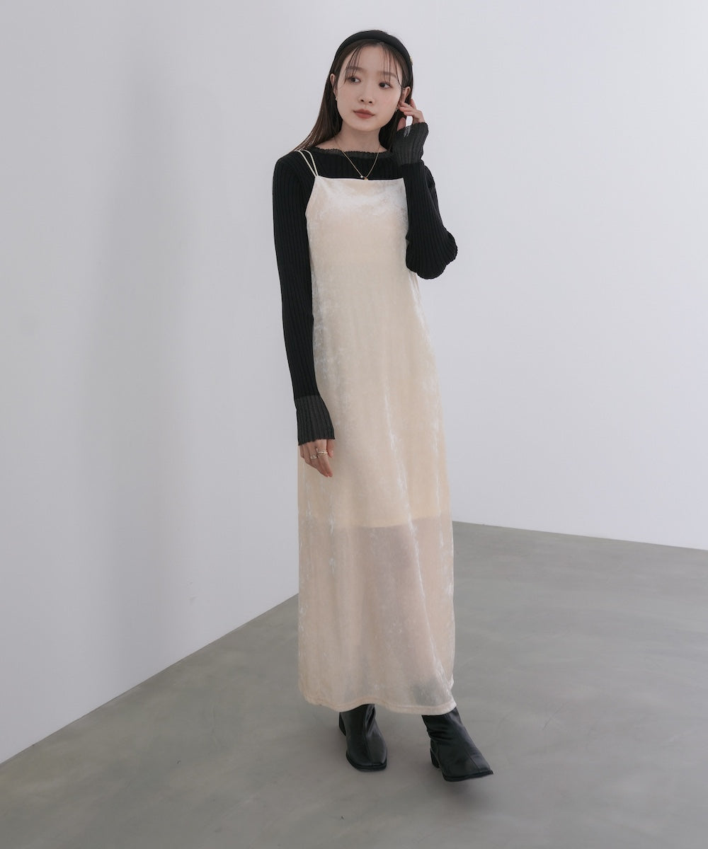 【S・Mサイズ展開】シアーベロアカップ付きキャミワンピース