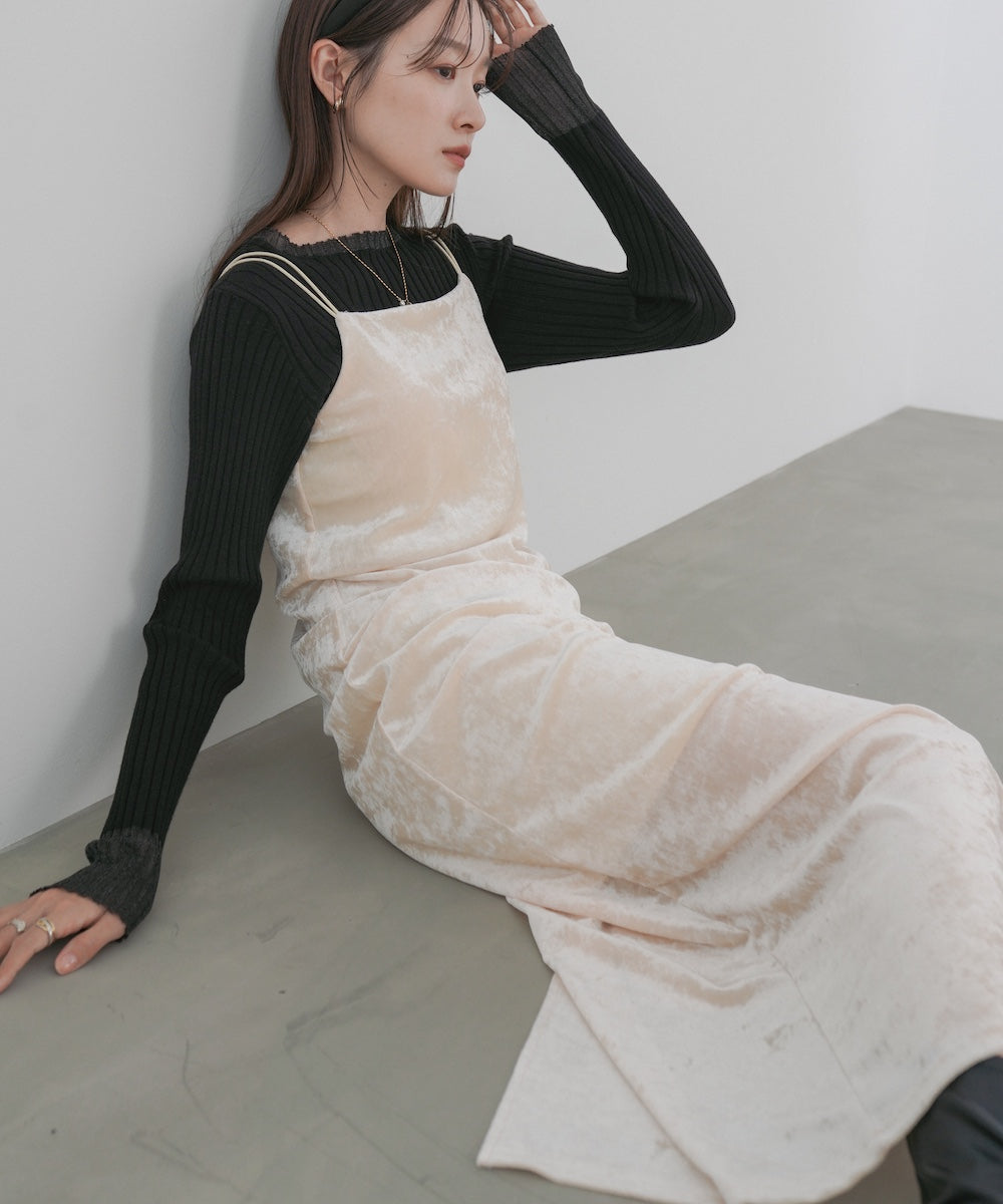 【S・Mサイズ展開】シアーベロアカップ付きキャミワンピース