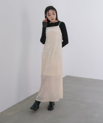 【S・Mサイズ展開】シアーベロアカップ付きキャミワンピース