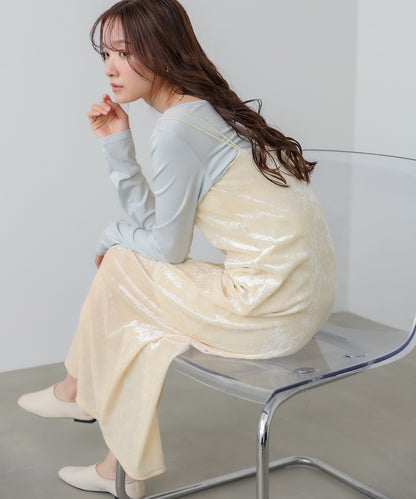 【S・Mサイズ展開】シアーベロアカップ付きキャミワンピース