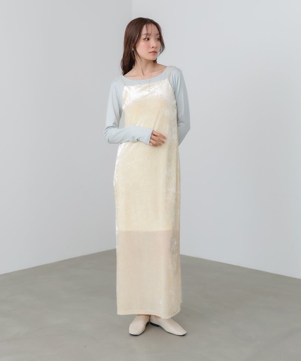 【S・Mサイズ展開】シアーベロアカップ付きキャミワンピース