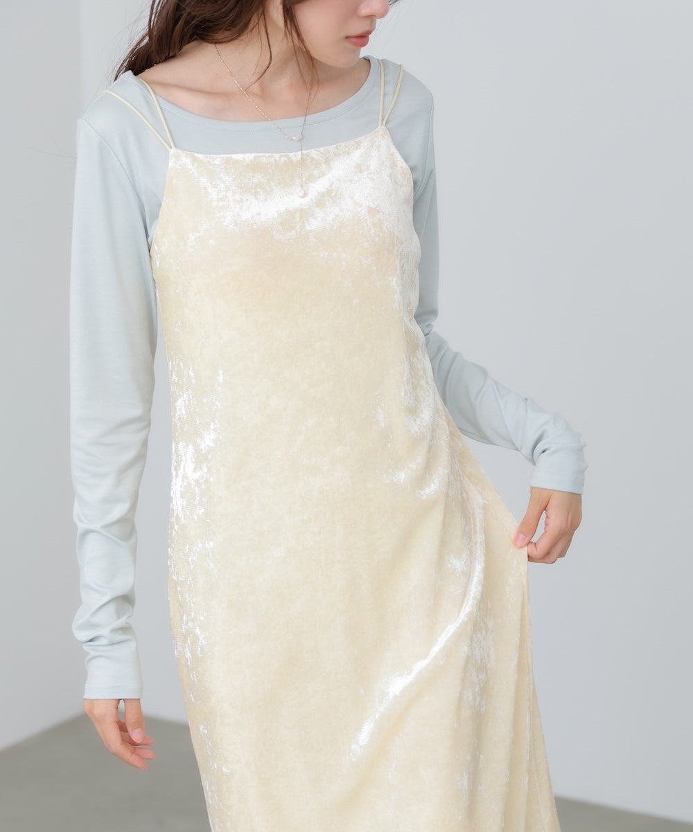 【S・Mサイズ展開】シアーベロアカップ付きキャミワンピース