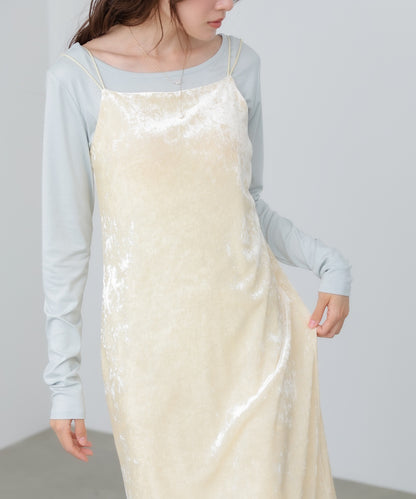 【S・Mサイズ展開】シアーベロアカップ付きキャミワンピース