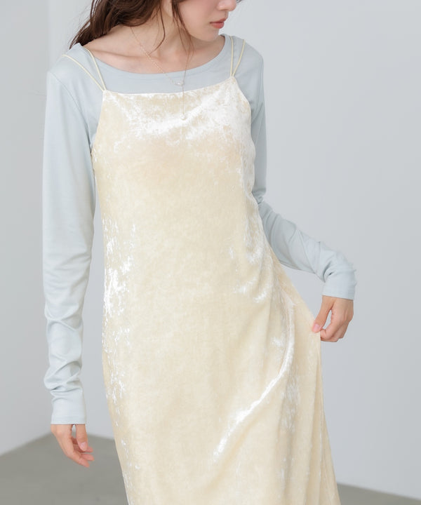 【S・Mサイズ展開】シアーベロアカップ付きキャミワンピース