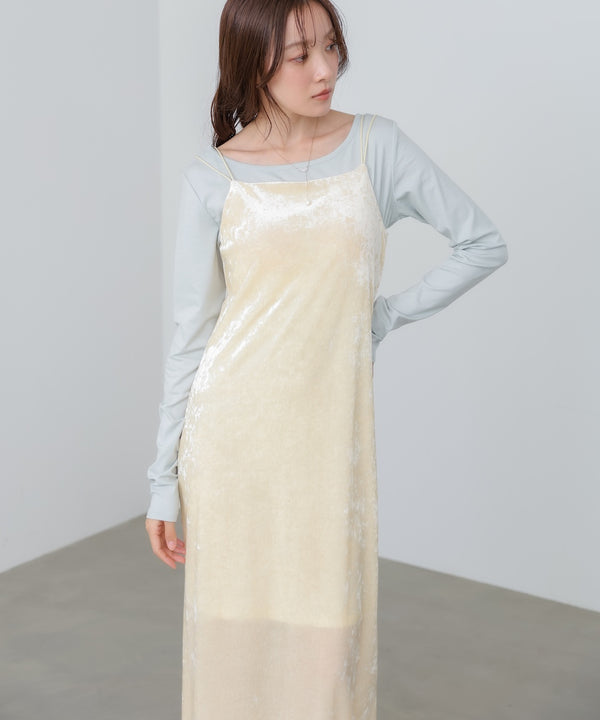 【S・Mサイズ展開】シアーベロアカップ付きキャミワンピース