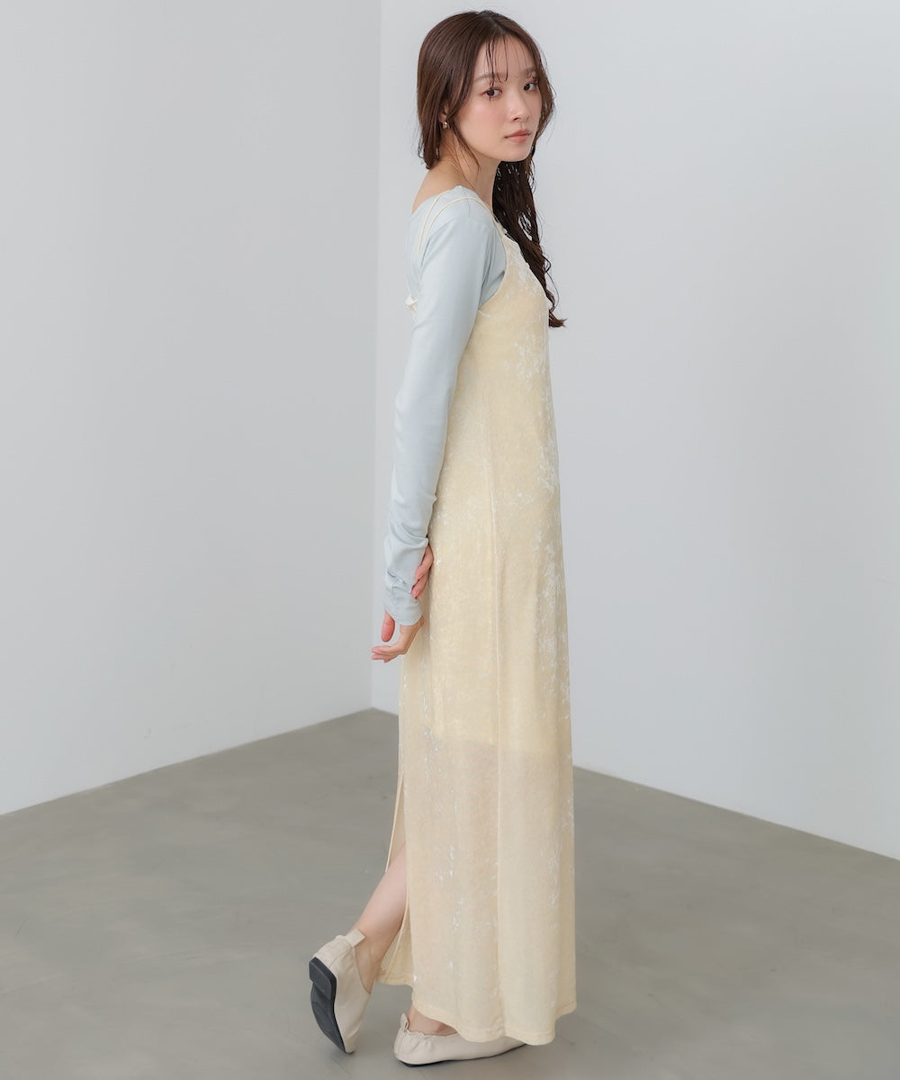 【S・Mサイズ展開】シアーベロアカップ付きキャミワンピース