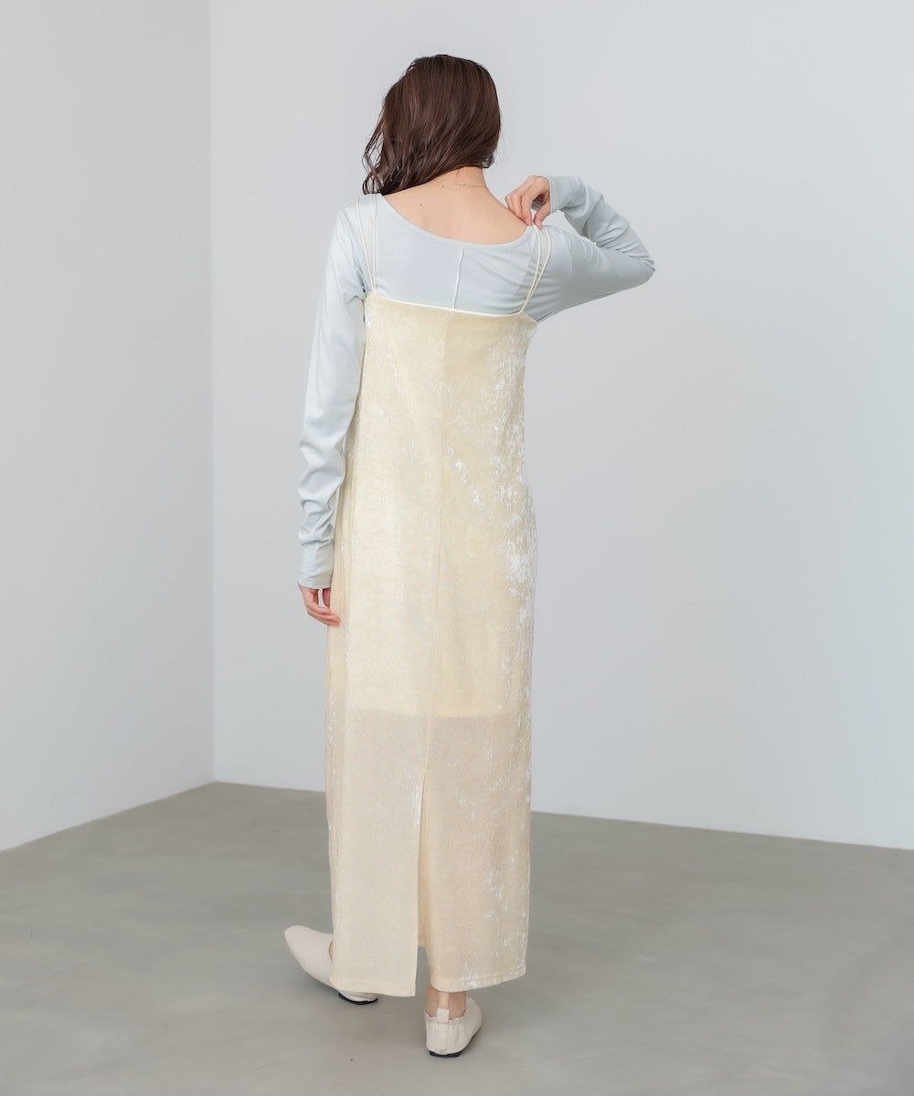 【S・Mサイズ展開】シアーベロアカップ付きキャミワンピース