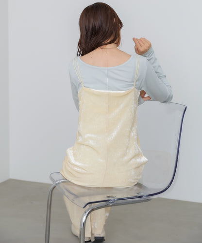 【S・Mサイズ展開】シアーベロアカップ付きキャミワンピース