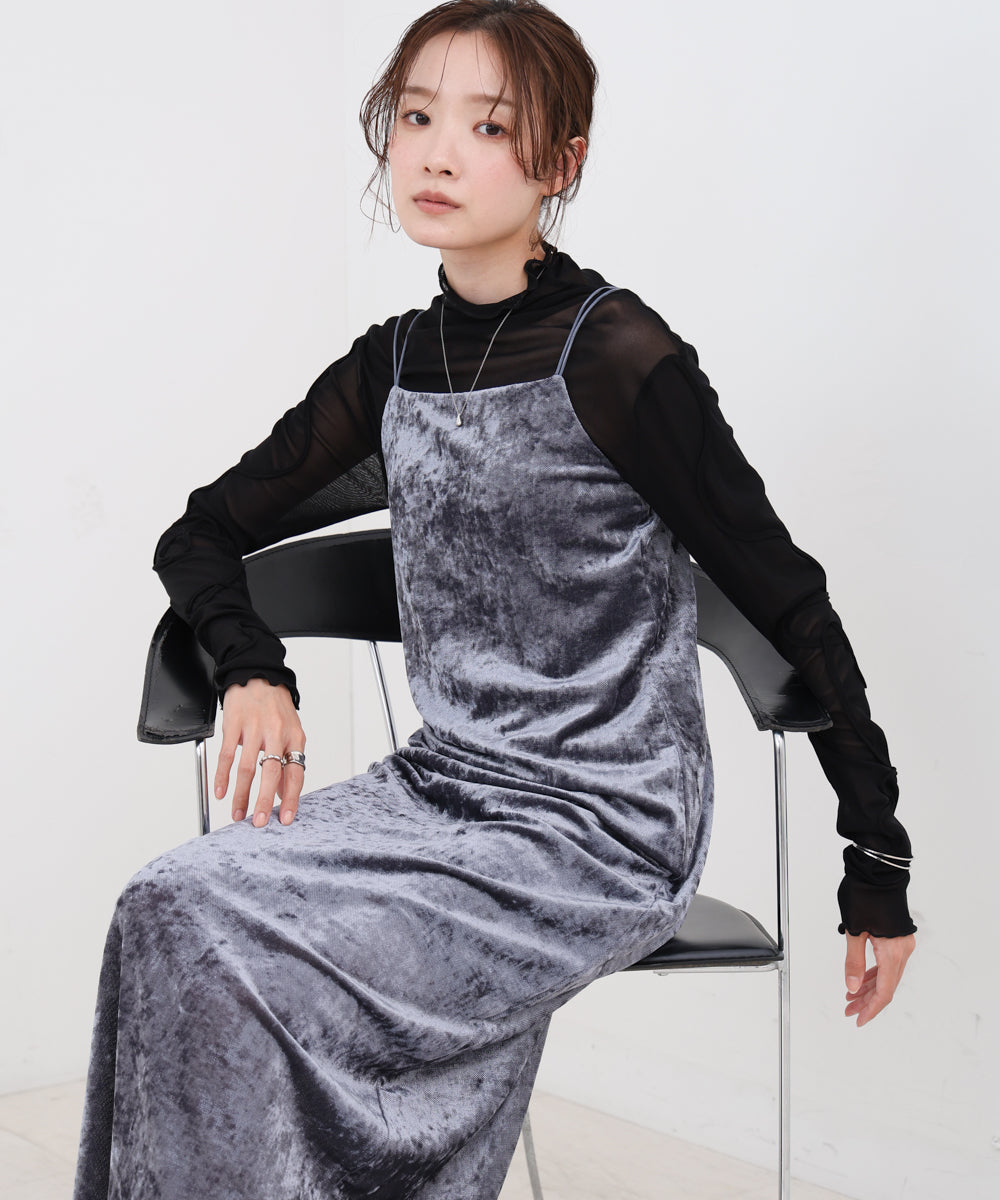 【S・Mサイズ展開】シアーベロアカップ付きキャミワンピース